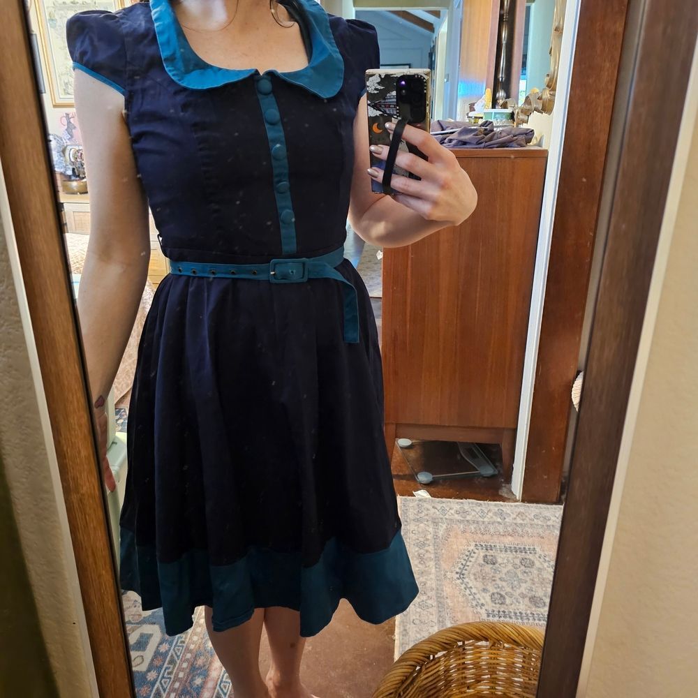 Voodoo Vixen Teal and Navy Dress - Picture 8 of 8